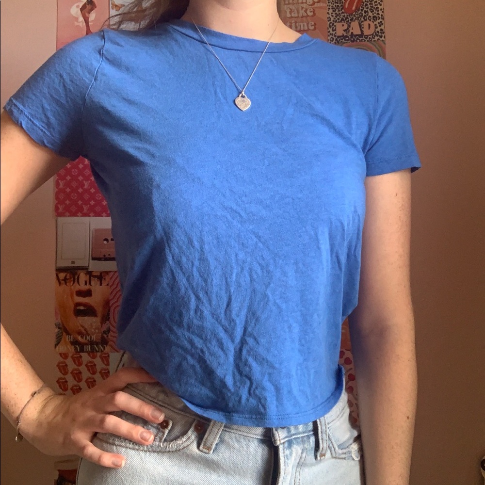 Aerie blue cropped tee with tie back